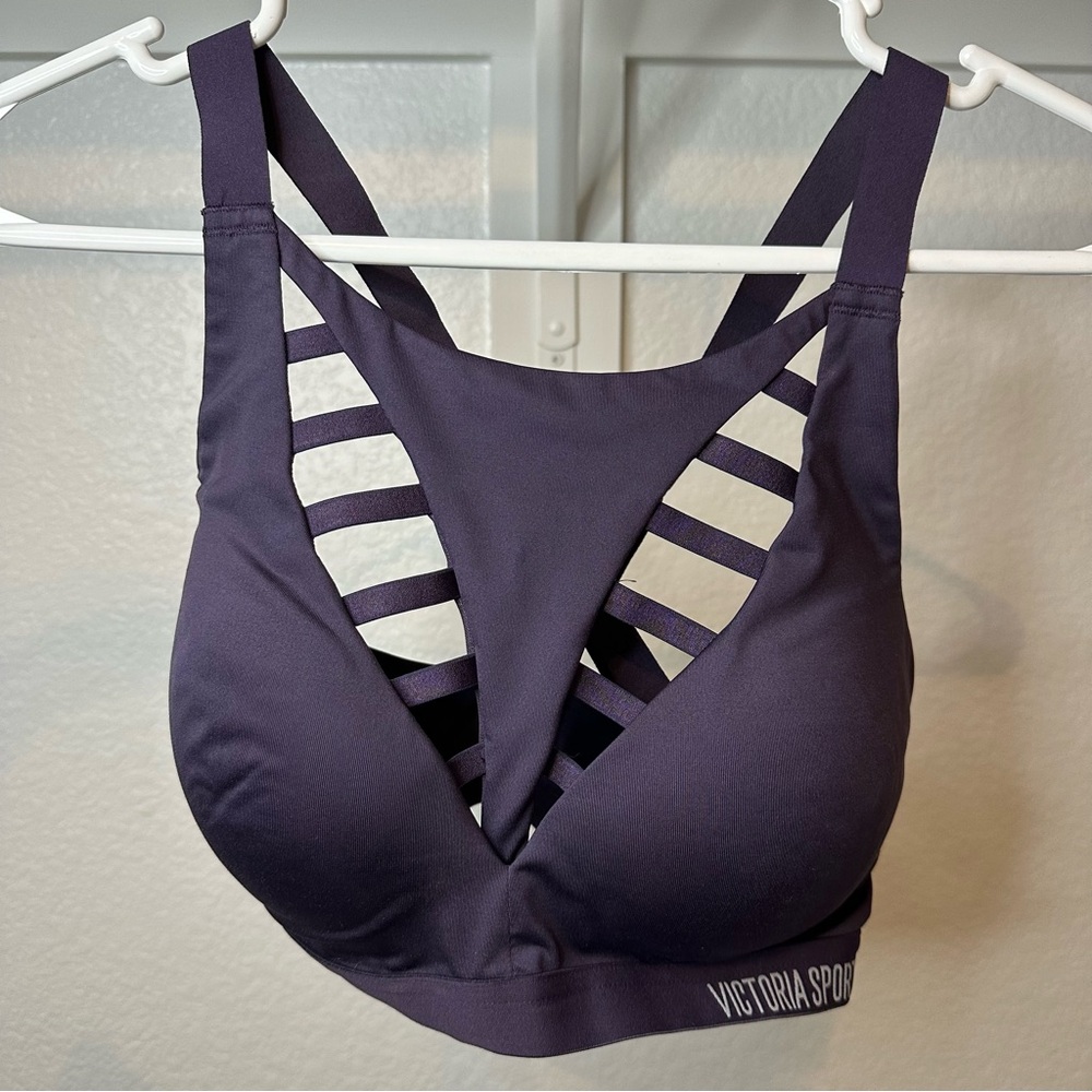 Victoria's Secret Purple Sports Bra with Strappy V-Neck